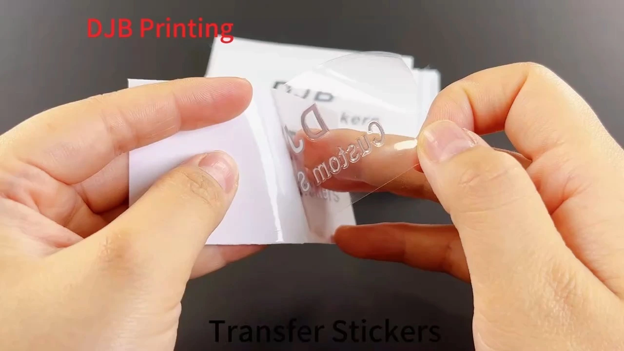 Pegatizas de transferencia personalizadas hechas de material de PVC, impresión en color del proceso de estampado e impresión UV Pegatina personalizada para la etiqueta de transferencia con el logotipo de la marca Adhesivo personalizado Adhesivo 1