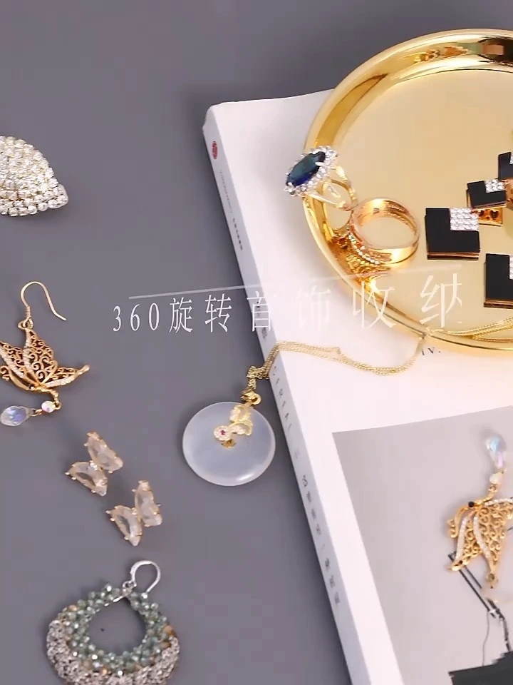New candy-colored rotatable large-capacity jewelry box stud earrings rings necklaces cosmetics mirrors jewelry storage box 1