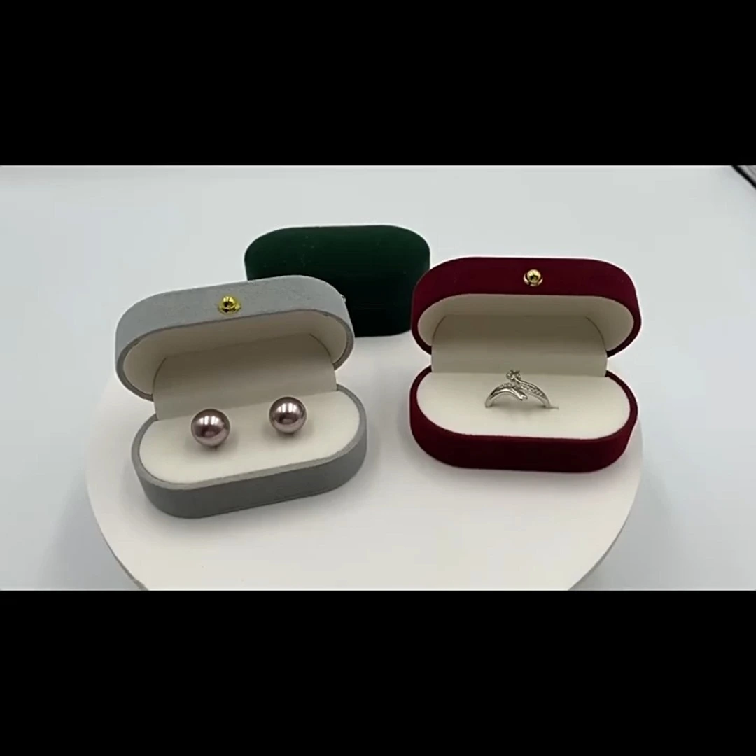 Fashionable pearl silk velvet fabric flocked jewelry box ring stud accessories wedding packaging jewelry box 1