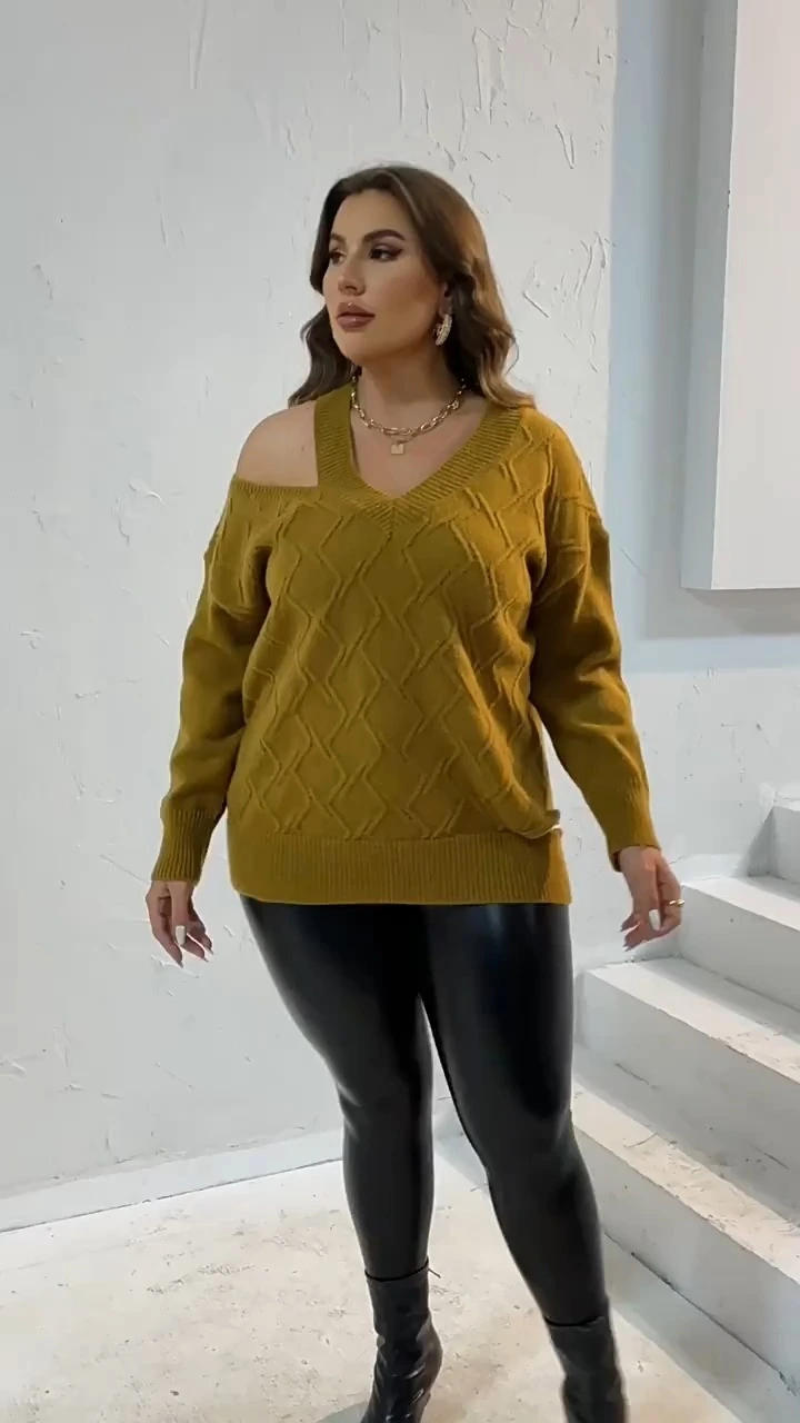 Sweaters de cuello en V para mujeres de talla grande Sweaters al por mayor de montones personalizados Palabres de fábrica de fábrica de fábrica directa 1