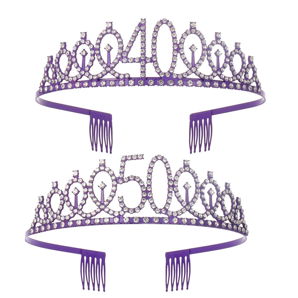 Magic Lights Purple Champagne Gold Birthday Queen Crown and Sash Ster for Women Birthday Decorations Photo Props Props 1