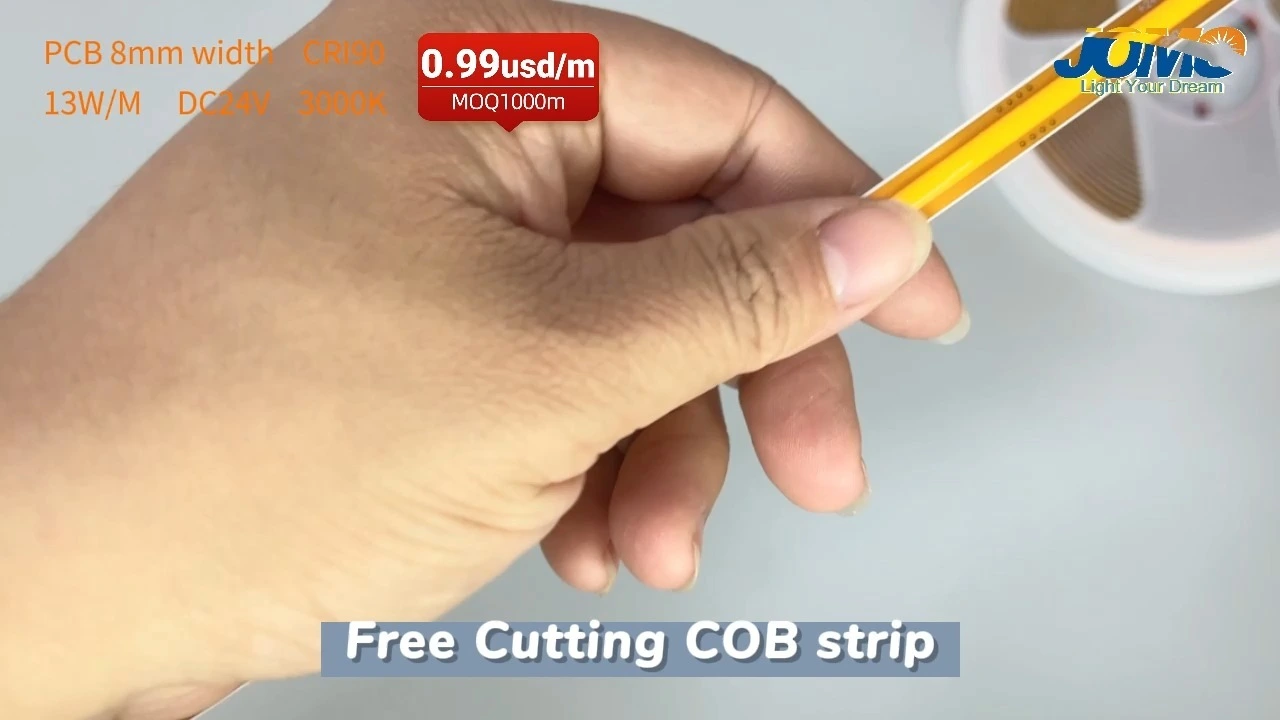 Free Cutting COB LED Strip DC24V 528LEDs/m Any Cut 8mm High Density CRI 90 1