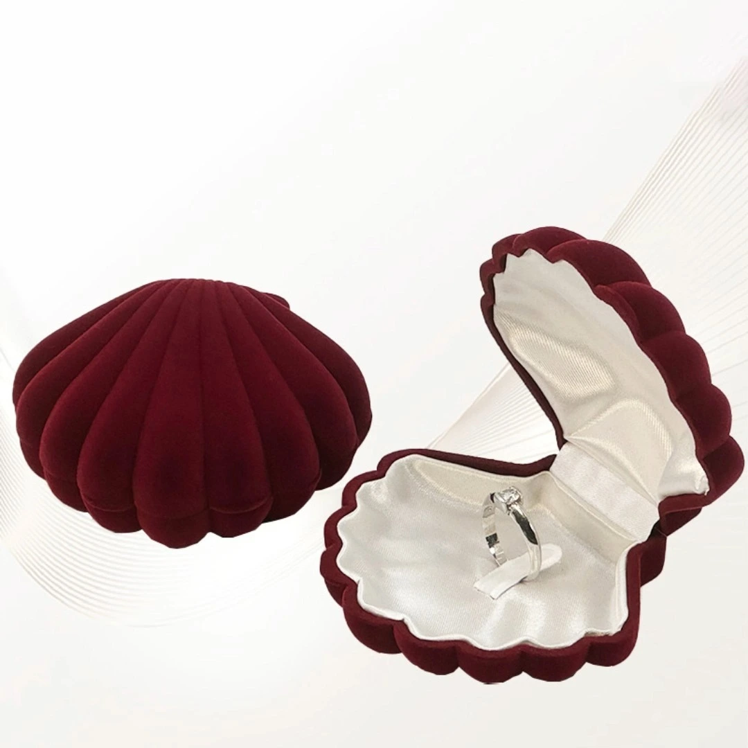 Beautiful Shell Plush Silk Fabric Jewelry Box Earnail Ring Pearl Jewelry Packaging Gift Box 1