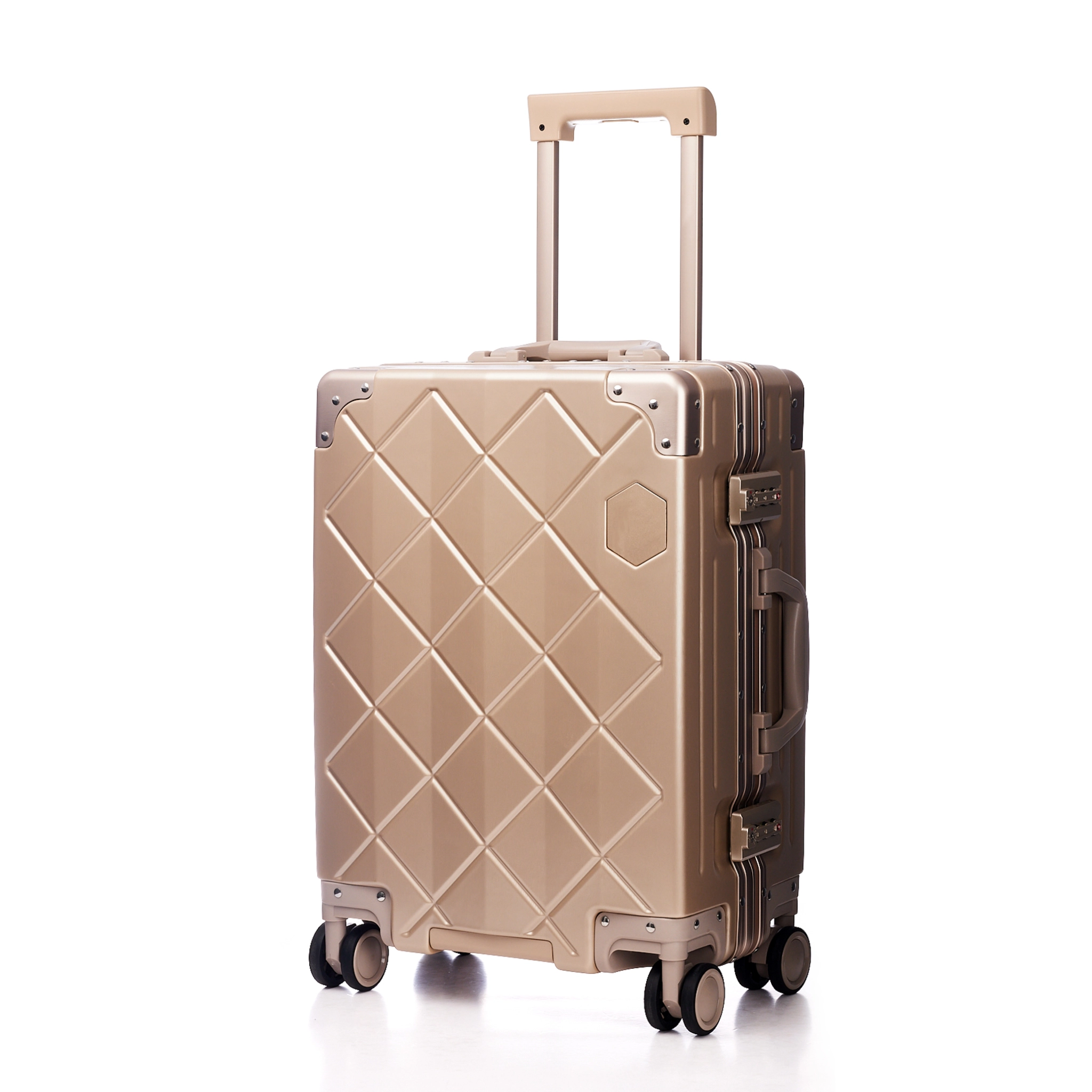 FEISITE Impact-Resistant PC Suitcase with Corner Aluminum Frame Luggage B2B Bulk Supplier AF005 1