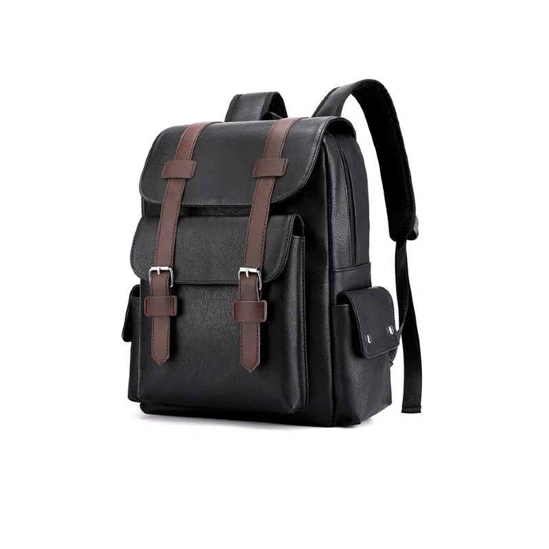 Sac à double épaule en cuir PU à grande capacité pour un usage décontracté, sac à dos pour voyages en plein air 1