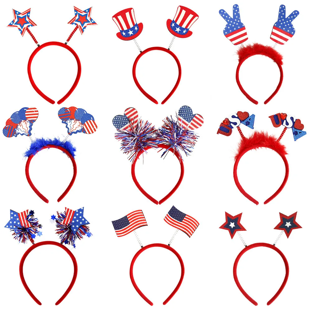 Luces mágicas accesorios de banda para el cabello blanco y azul para los favores del día de la independencia favores de fotos decoraciones suministros 1