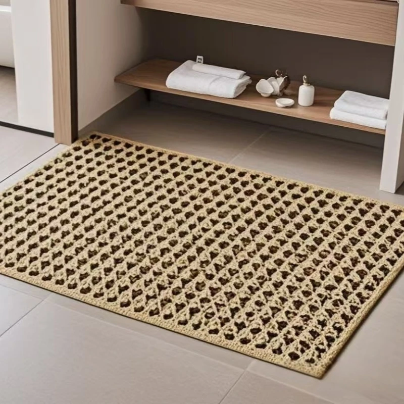 Tapete de palha retangular, simples e elegante padrão geométrico, adequado para muitas cenas 1