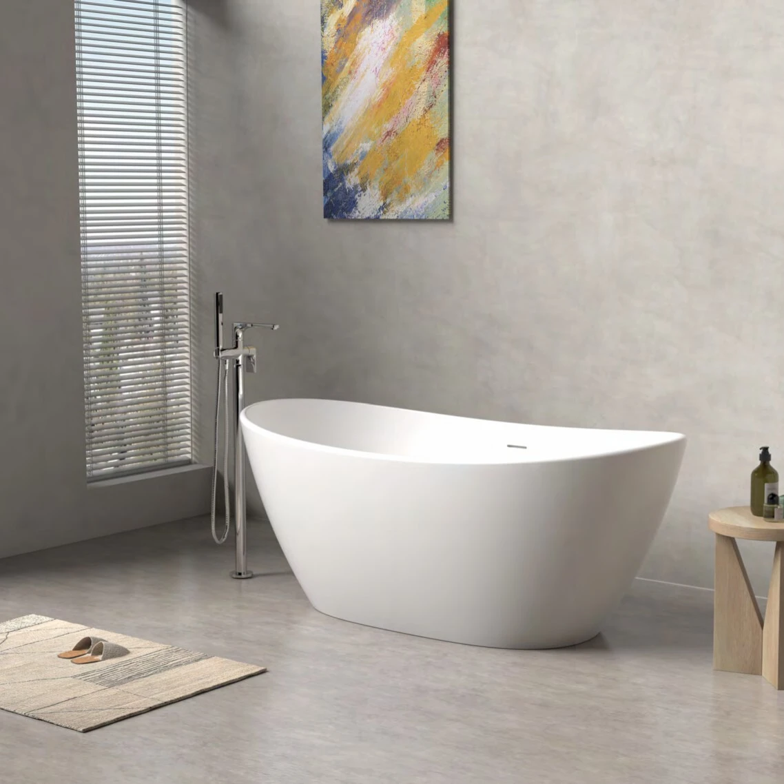 NAITRON Solid surface White bathtub MODEL：MIRO-106 1