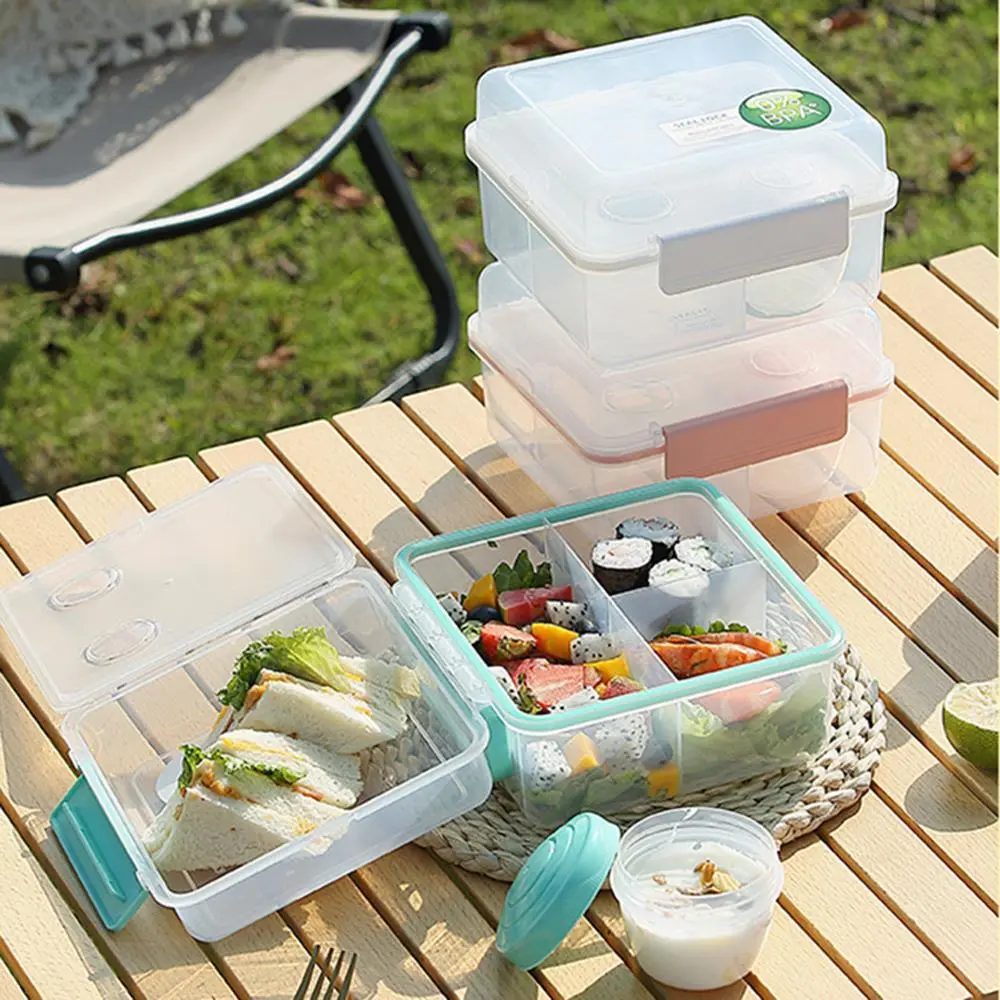 HongXing Compartment Bento Lunch Box, Ins Style Double-layer Fruit Salad Sandwich Box 1
