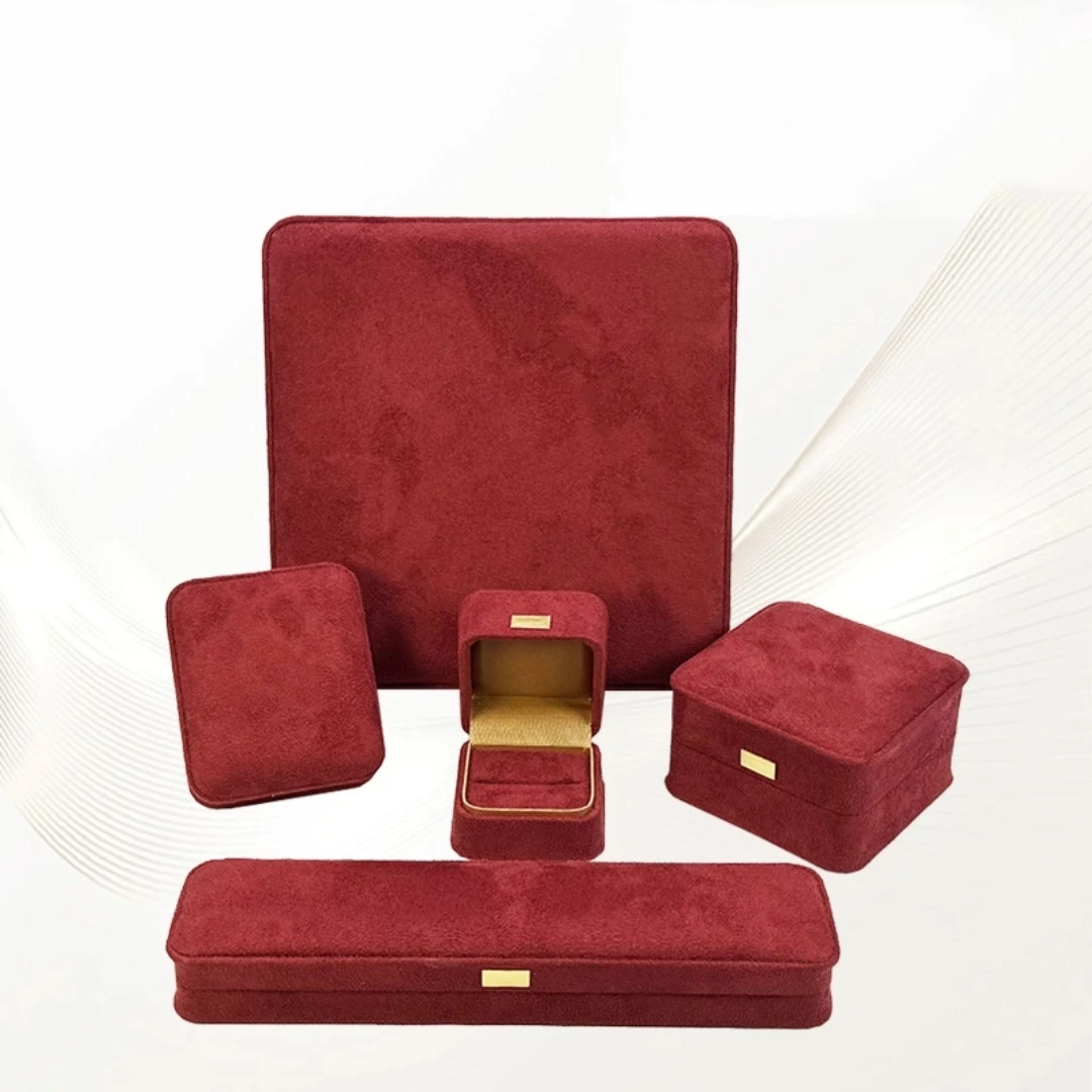 Rounded corner, cinched waist suede jewelry box, ring, necklace, bracelet, earrings, pendant, jewelry gift box 1