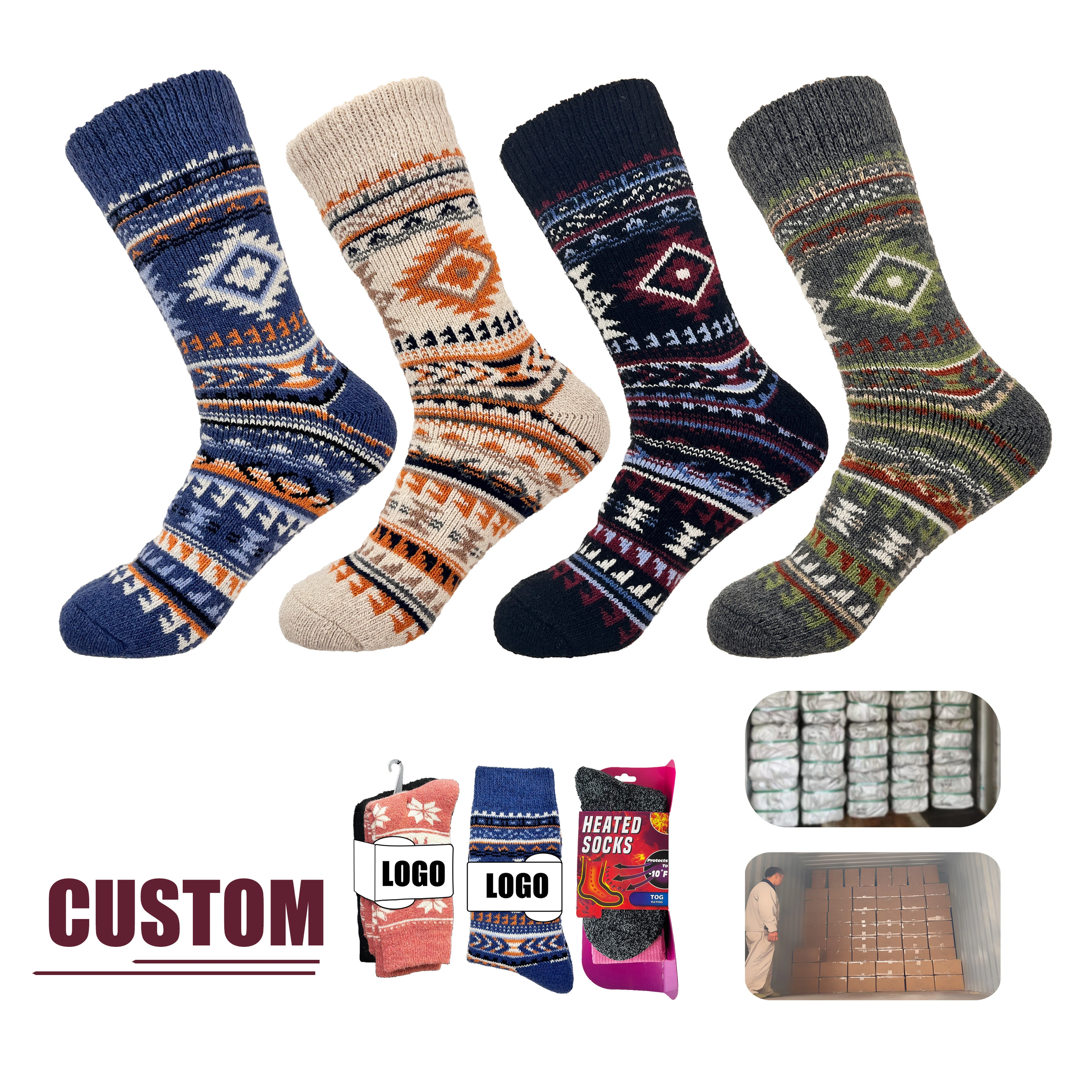 Calcetines de punto cálidos de invierno personalizados calcetines gruesos de lana cálida manteniendo hy-m-036 1
