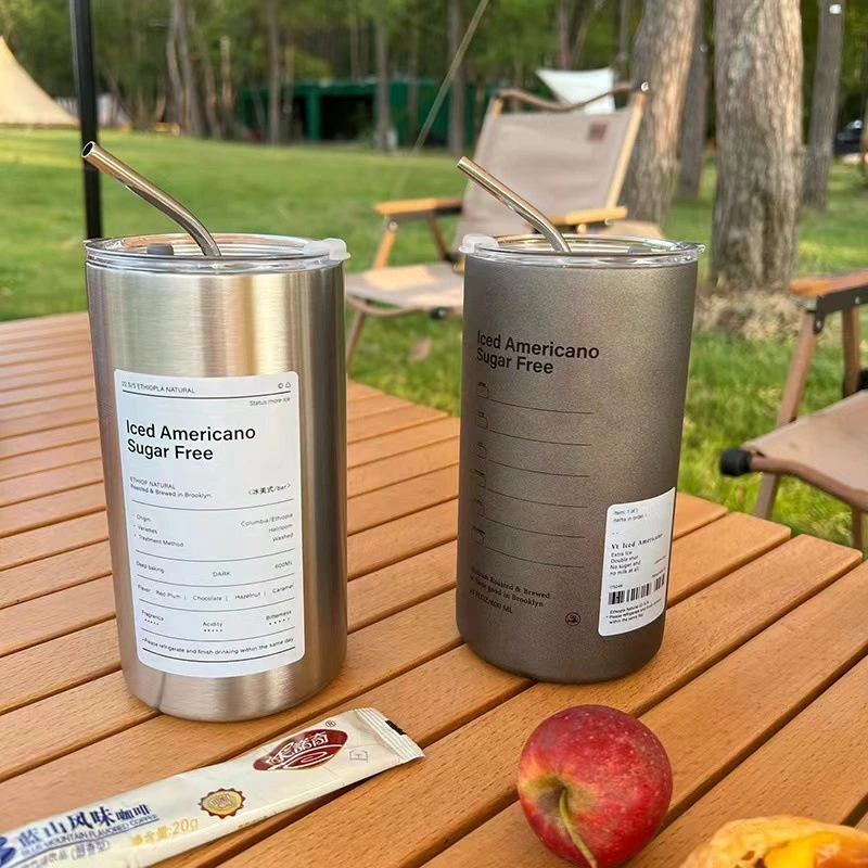 Double layer stainless steel vacuum coffee cup with sealing cover for travel 1