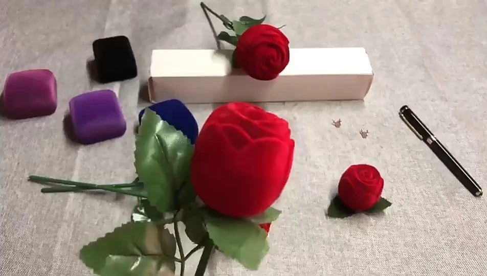 Creative rose ring box high-end festival gift box earrings jewelry packaging box 1