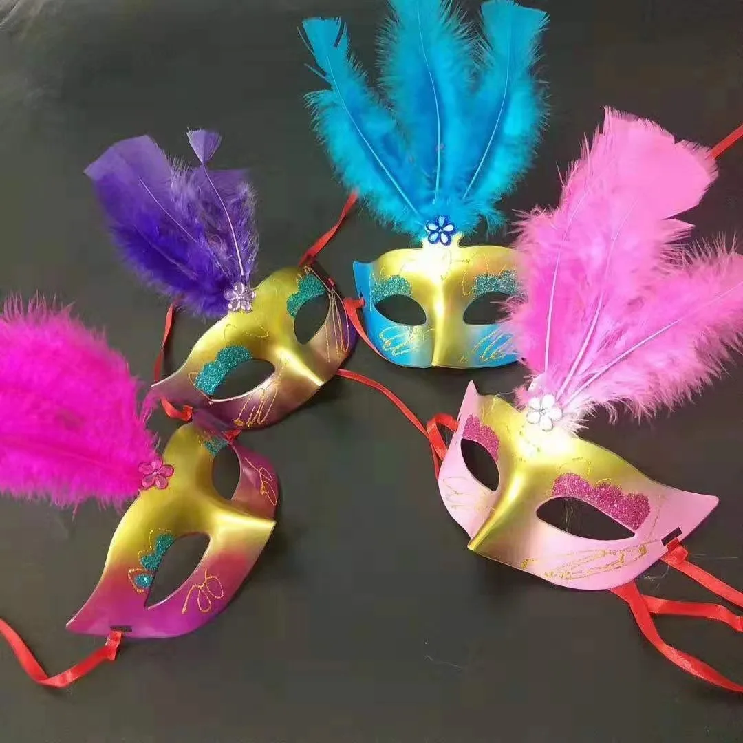 Magic Lights Faux Feather Eye Masks for Women Masquerade Party Decorations Costume Party Favors 1