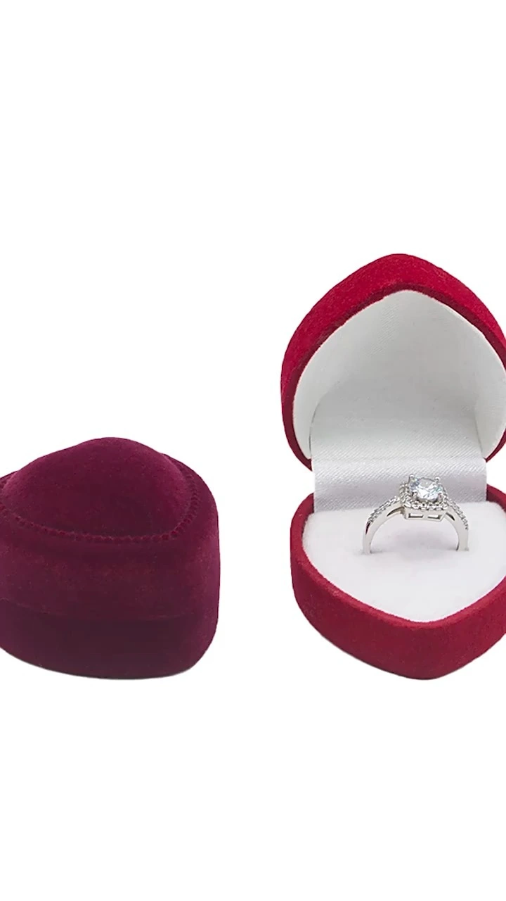 High-grade flocking heart-shaped jewelry box ring earrings storage box jewelry packaging box 1