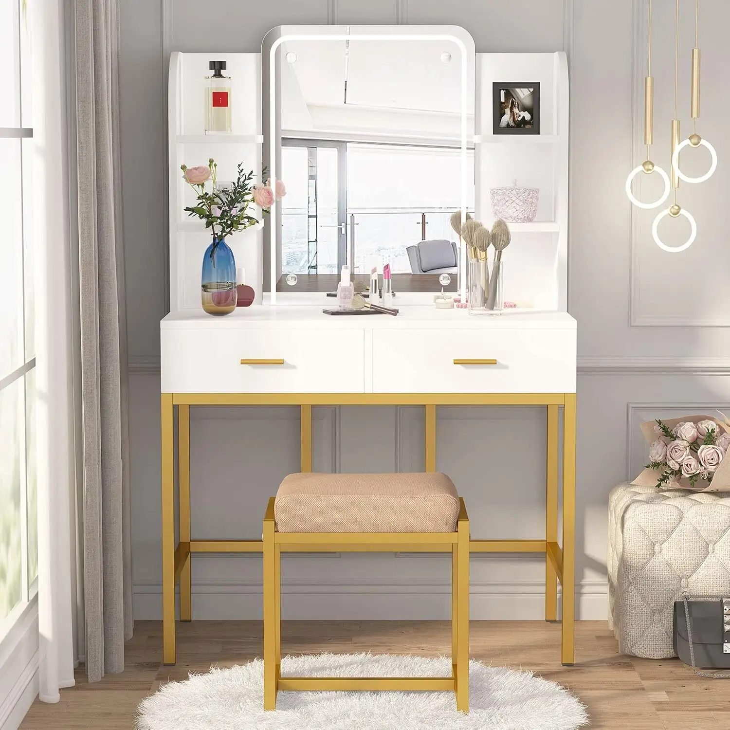 Yifan Furniture Metal Frame Dressing Table Manufacturer 2