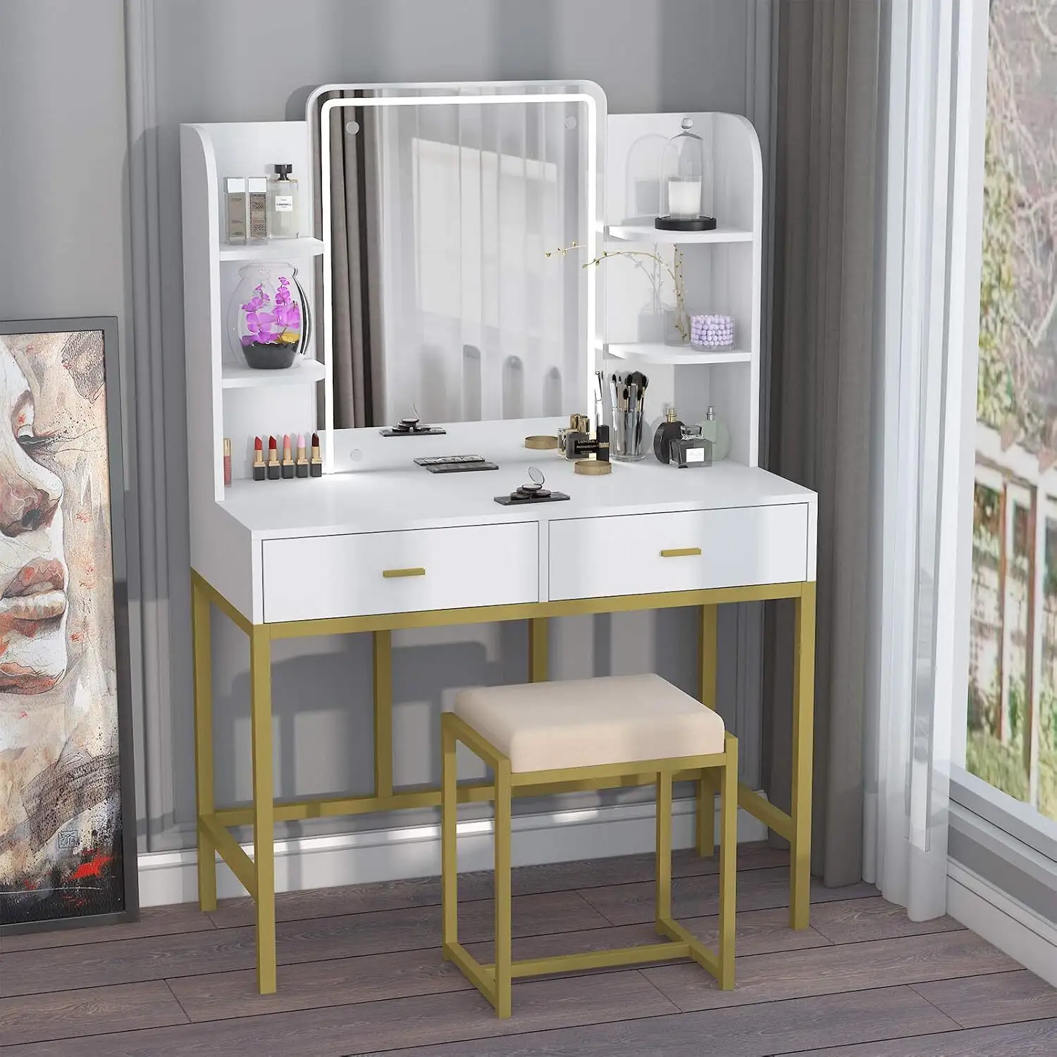 Yifan Furniture Metal Frame Dressing Table Manufacturer 3