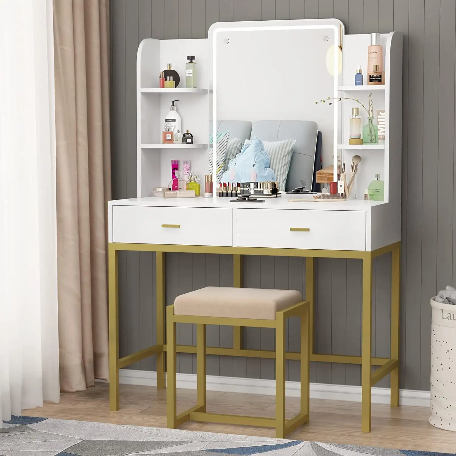 Yifan Furniture Metal Frame Dressing Table Manufacturer 4