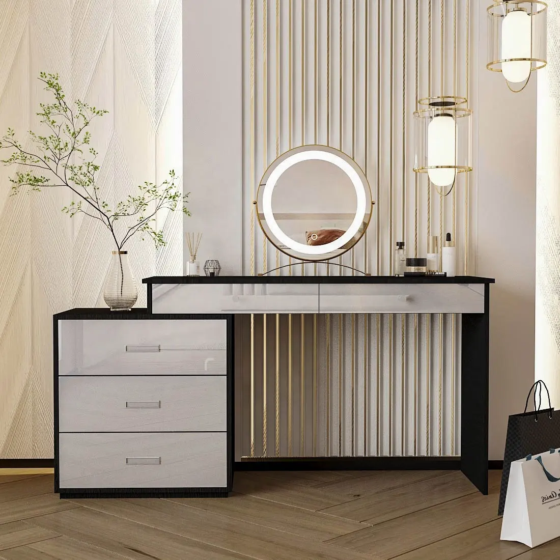 Wooden Dressing Table with Lights Dresser Table Wholesale - Yifan Furniture 4