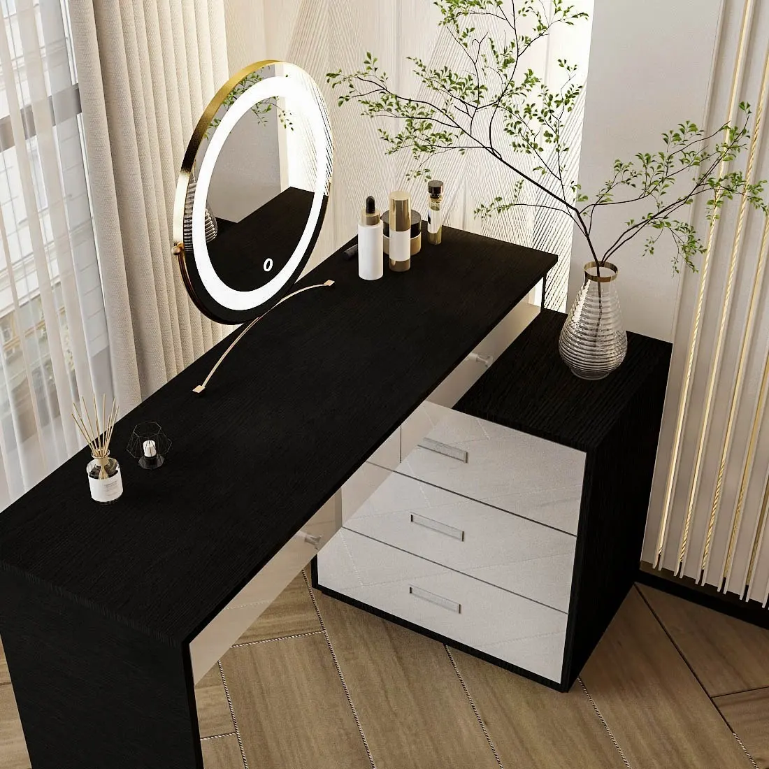 Wooden Dressing Table with Lights Dresser Table Wholesale - Yifan Furniture 3