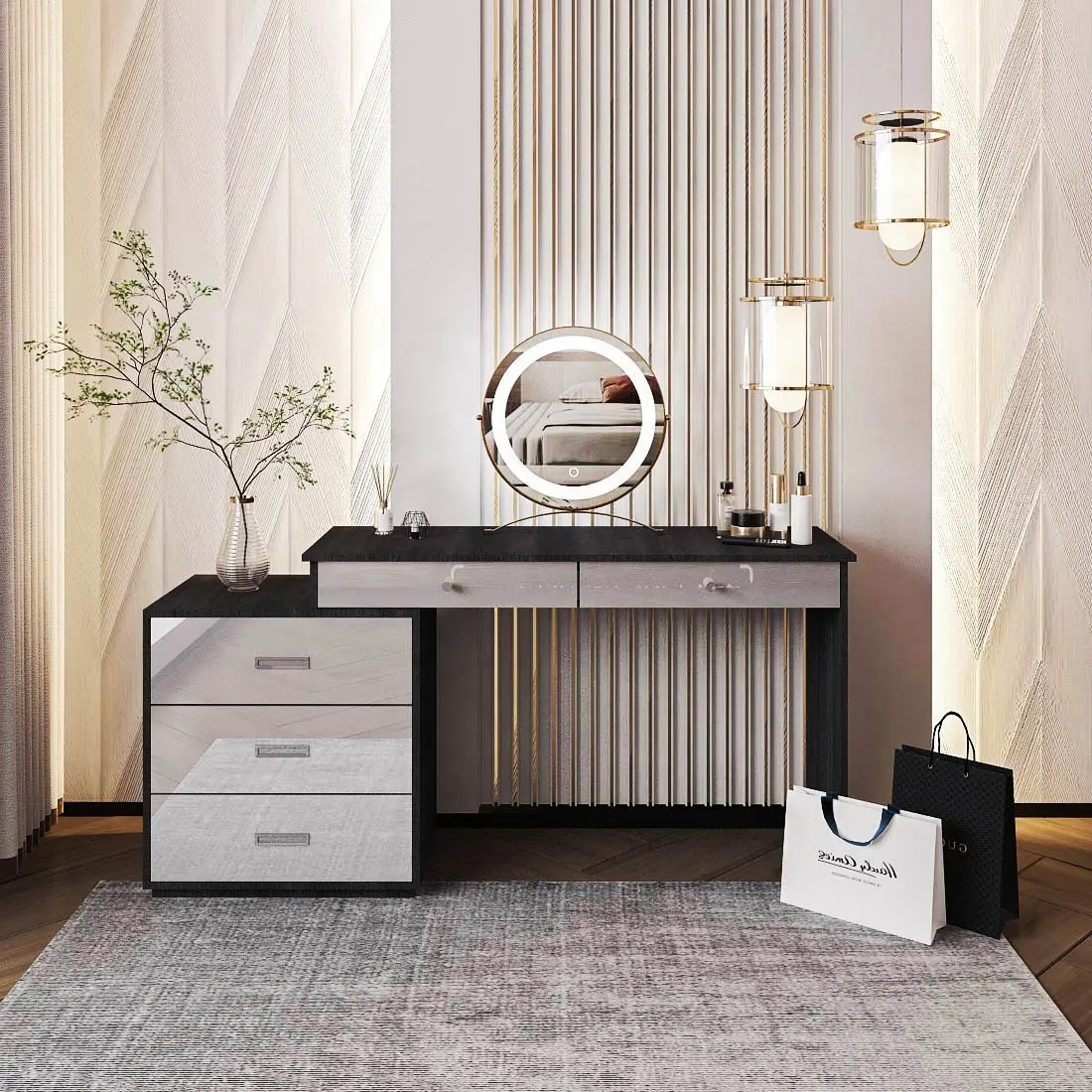 Wooden Dressing Table with Lights Dresser Table Wholesale - Yifan Furniture 2