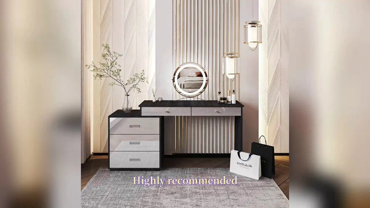 Mesa de cômoda nórdica moderna para meninas, maquiagem espelhada de maquiagem simples para o pequeno apartamento 1