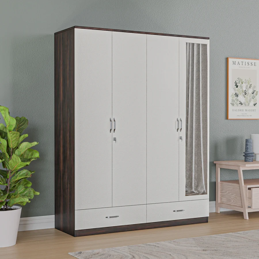 Modern stype white color big storage wardrobe for bedroom furniture with 4 door . 1