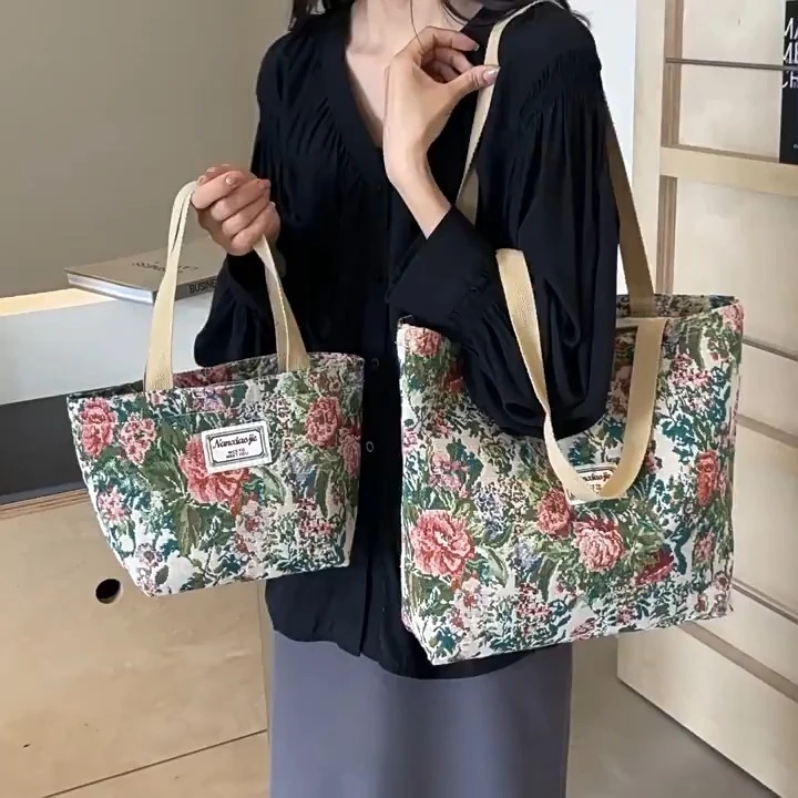 Large-capacity Chinese-style Canvas Bag, New Tote Bag, Single-shoulder Student Schoolbag 1