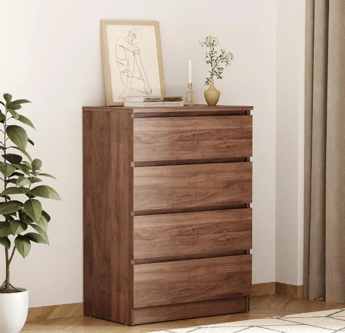 Walnut color modern style 5 drawers chest of drawer with big storage for bedroom livingroom 1