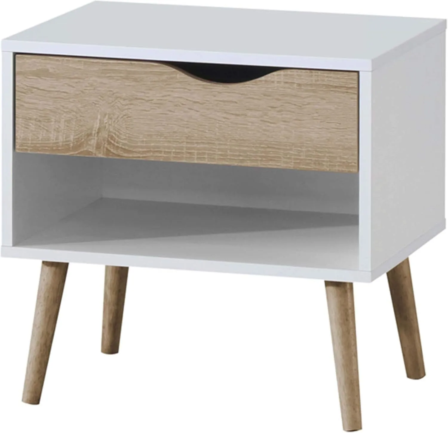Mesa de noche de madera - Gabinete de noche - Moderra de noche moderna con 1 cajón de almacenamiento & Estante 1