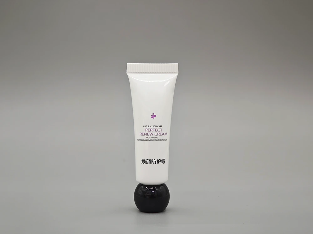 Tube à crème pour le visage avec capuchon à vis noire et écran Impression du corps PE blanc 10g 1