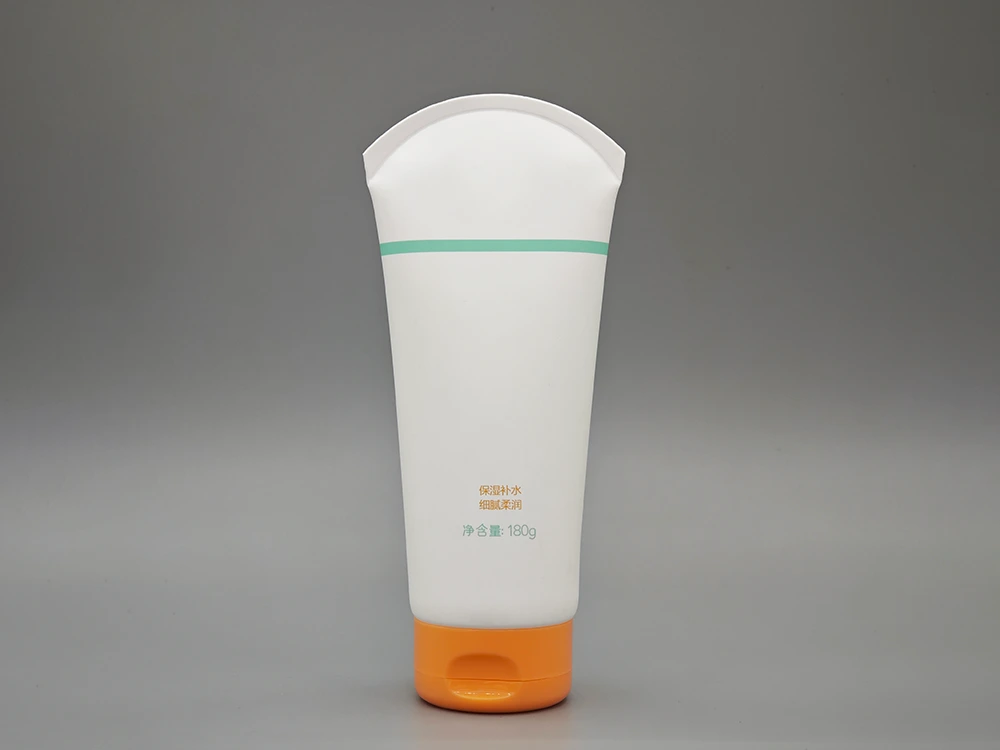 Tube à crème pour le visage avec capuchon en haut à la bouffée en orange et queue d'étanchéité en forme de personnalité 180g 1