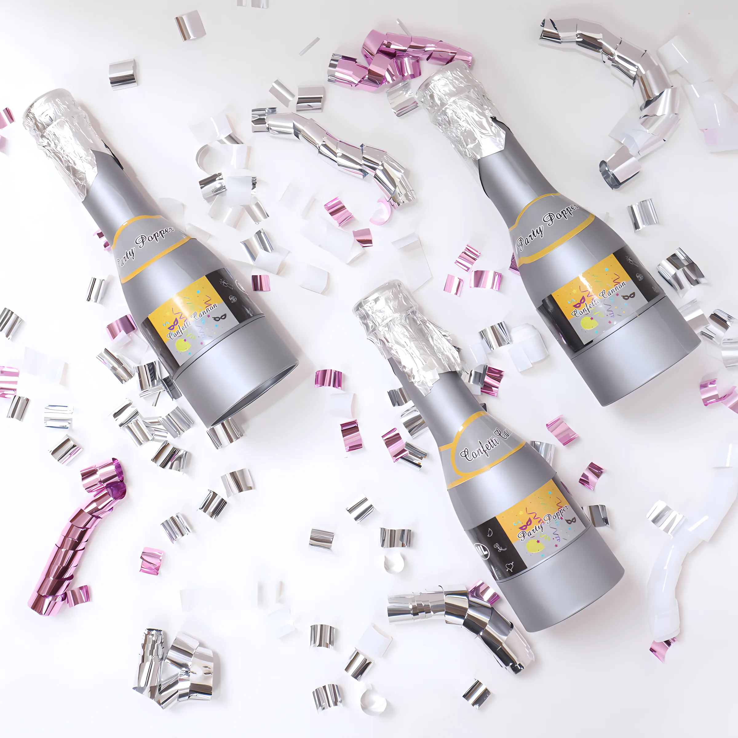 Magic Lights Funny Silver Foil Mini Bottle Confetti Popper for Perfect Party Celebration & Special Event 1