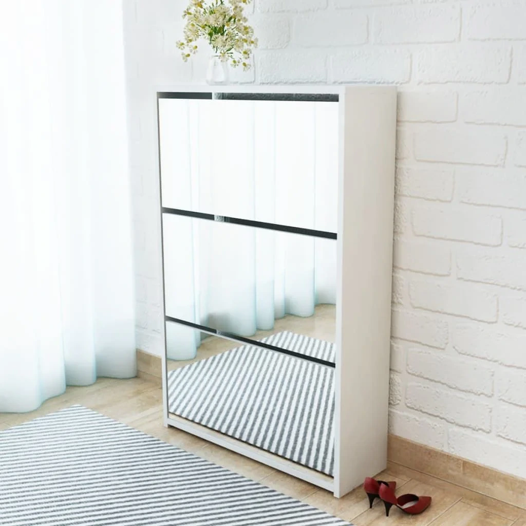 Armoire à chaussures de miroir à planche flip personnalisée avec 3 couches 1