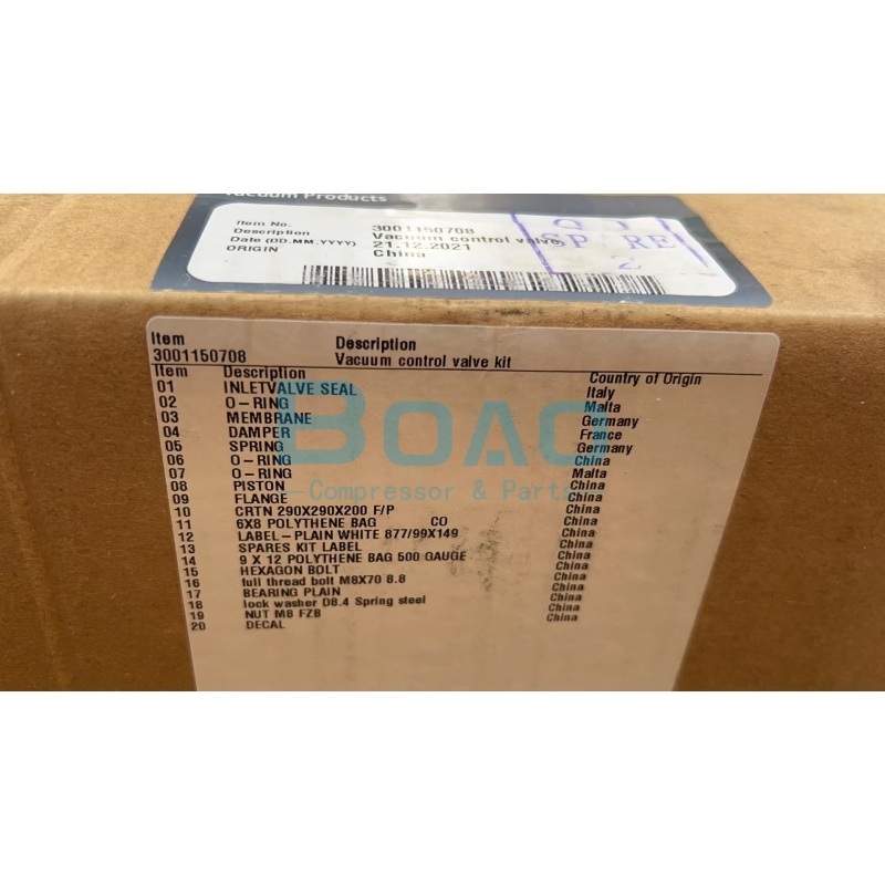 100% оригинальный Atlas Copco 3001150708 Комплект для управления вакуумом 6