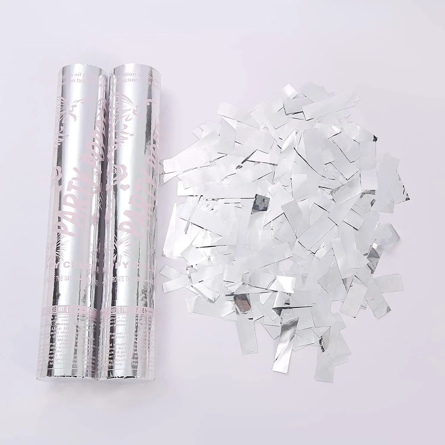 Magic Lights Foil Confetti Poppers Cannons for Wedding Birthday Graduation Baby Shower Anniversary Kids Fun Party Supplies Decorations and Favors (Silver) 1