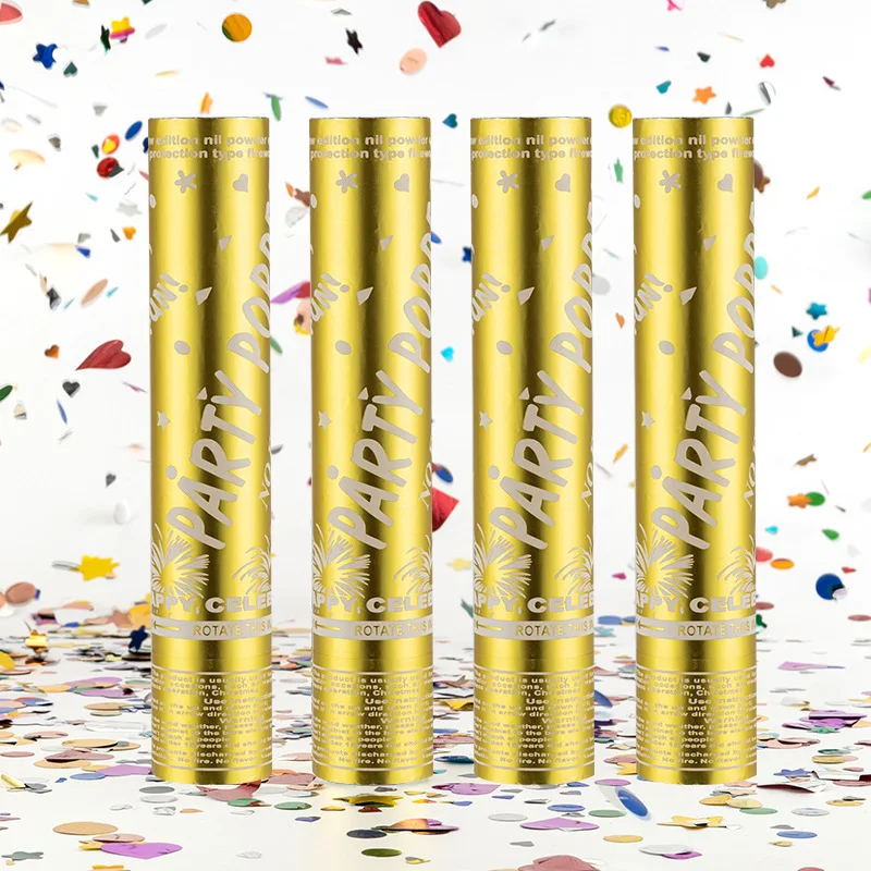 Magic Lights Foil Confetti Poppers Cannons pour le mariage Berbite Graduation Baby Shower Anniversary Kids Fun Party Supplies Decorations and Favors (Gold) 1