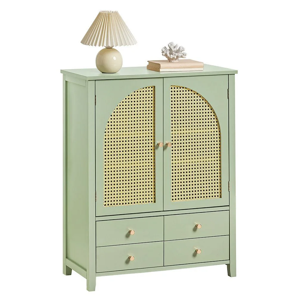 Armoire d'armoire en bois de cuisine armoire à rotin avec armoire de rangement de portes en treillis 1