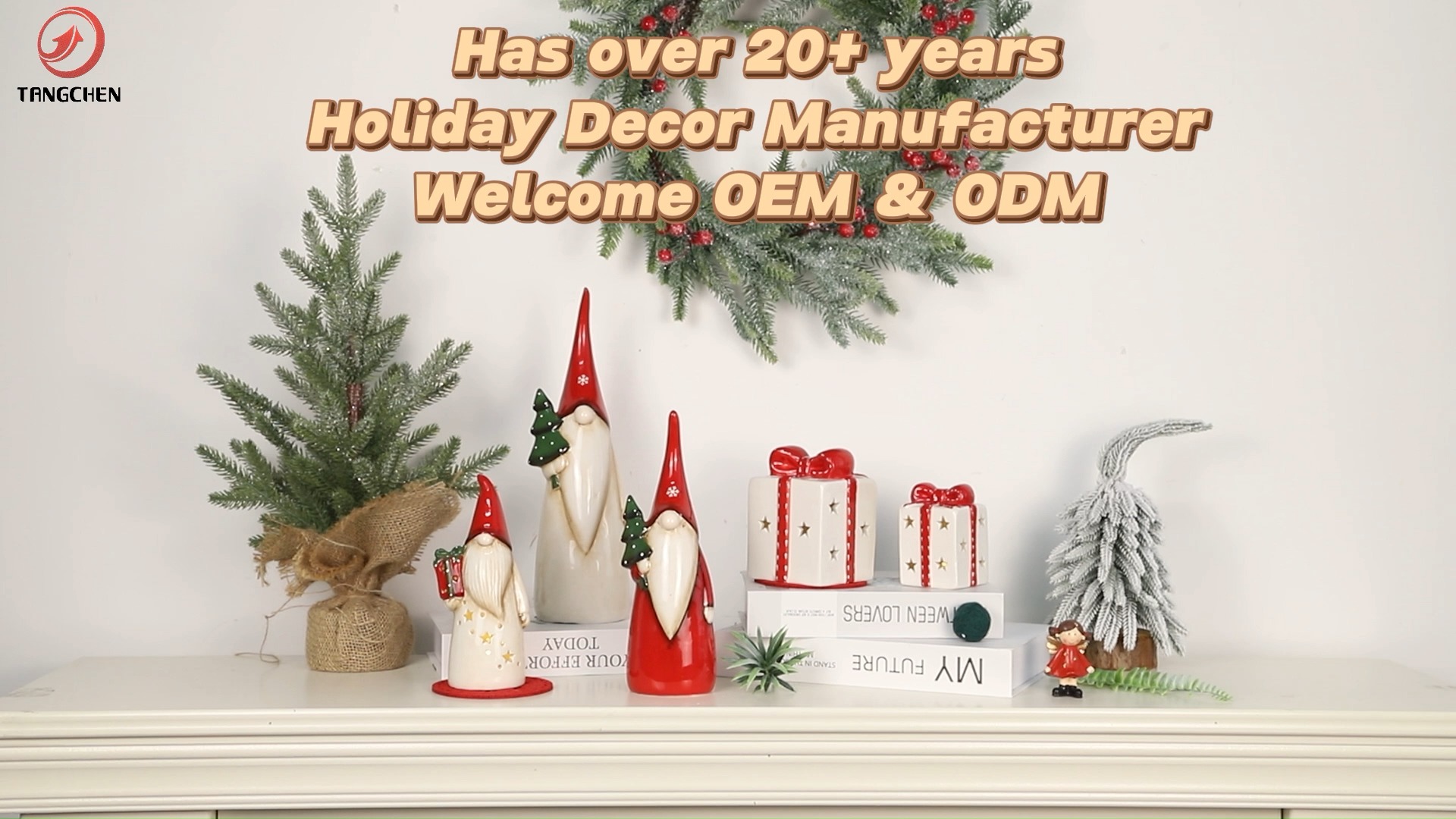 Großhandel Weihnachten Tischdekor Kamin Oreplace Ornament Keramik Gnome Leichte Geschenkbox Tangchen 1