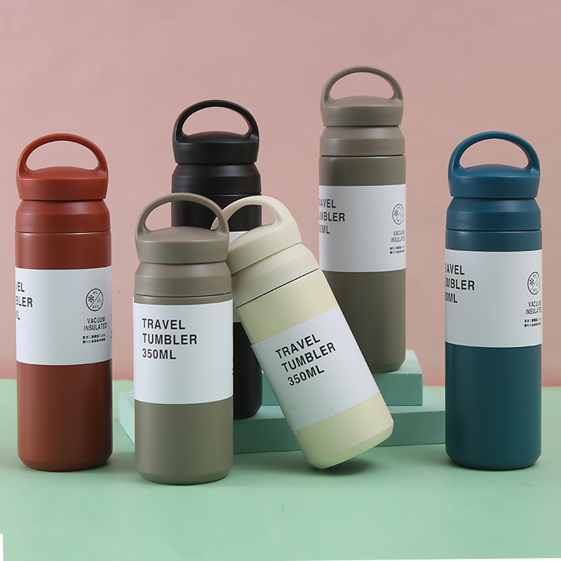 Estilo simples 304 garrafa térmica de vácuo de aço inoxidável com alça para esportes 1
