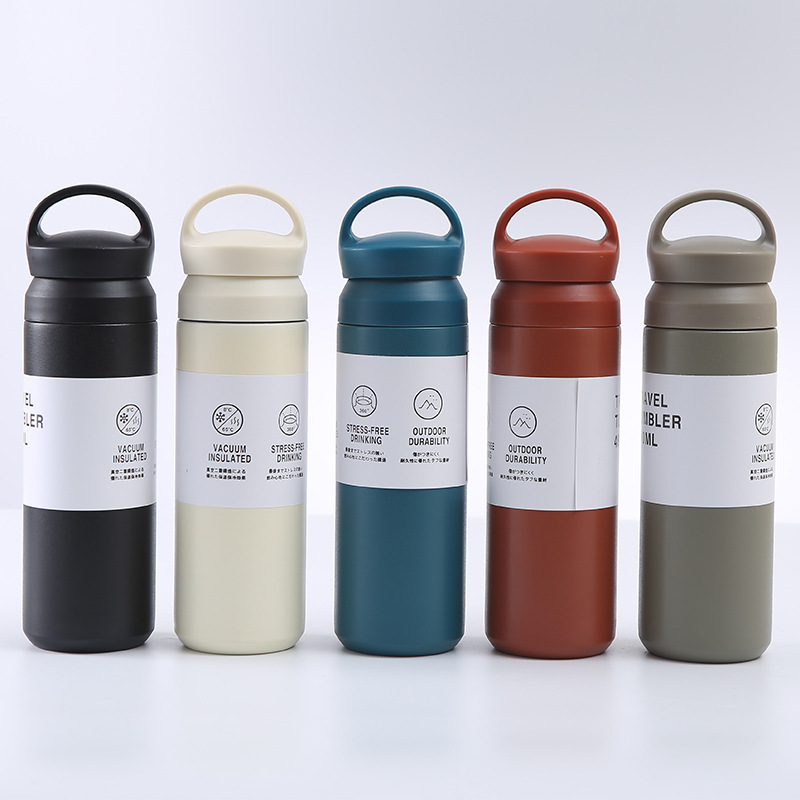 Estilo simples 304 garrafa térmica de vácuo de aço inoxidável com alça para esportes 4