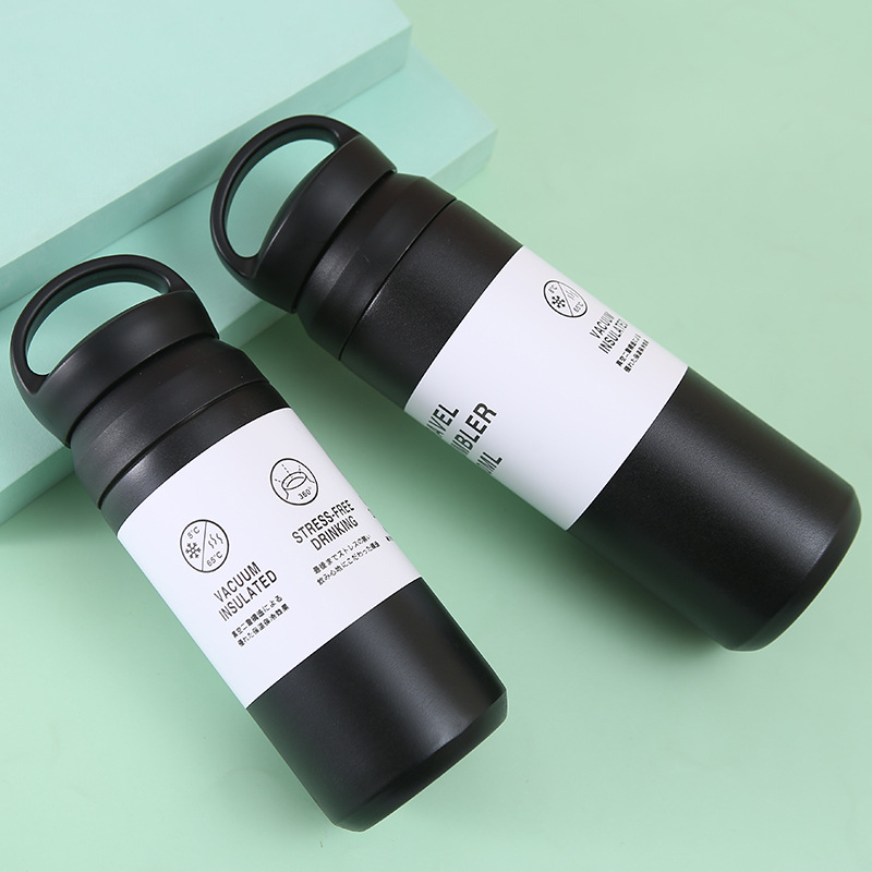 Estilo simples 304 garrafa térmica de vácuo de aço inoxidável com alça para esportes 6