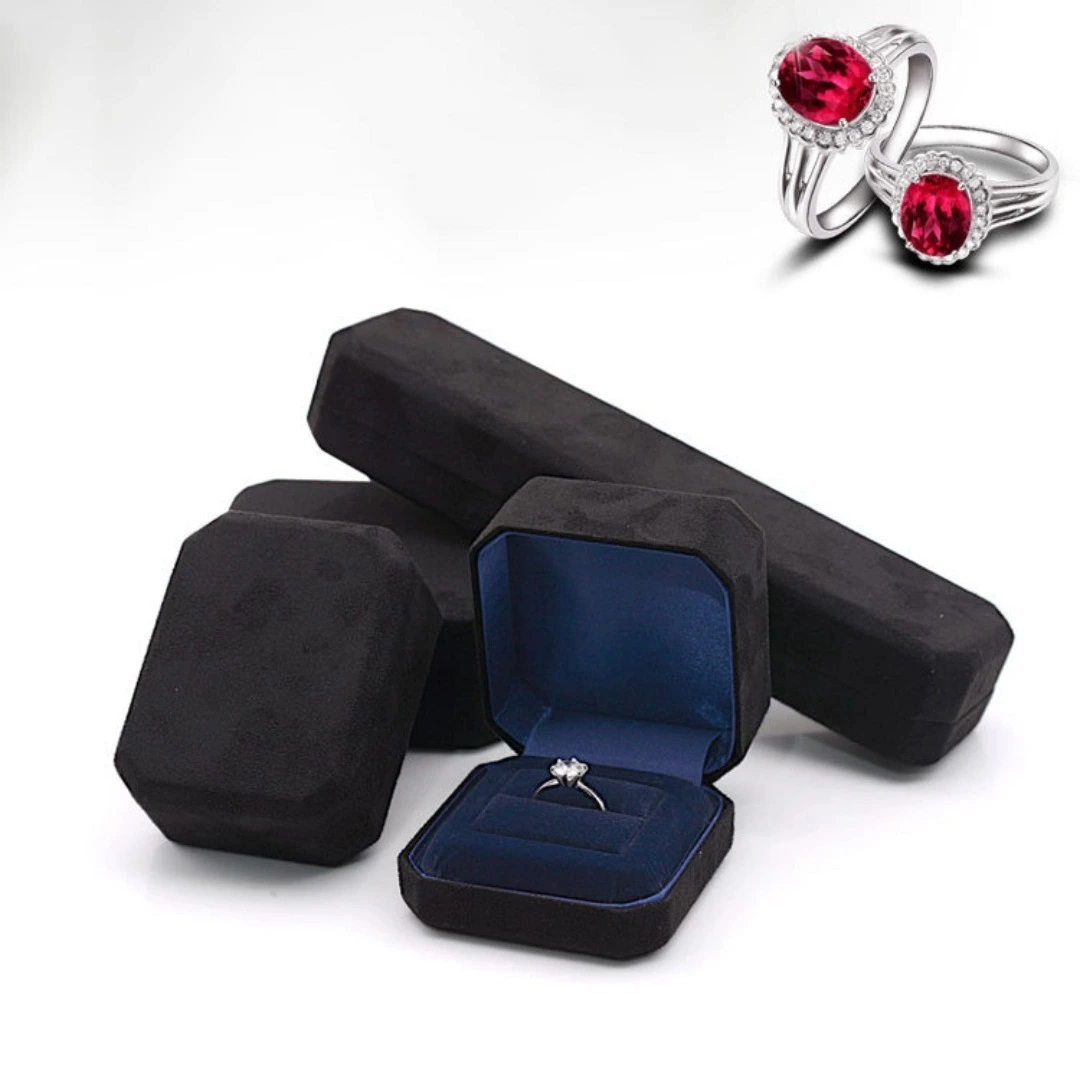 Premium octagonal suede jewelry box ring necklace pendant earrings bracelet jewelry gift box 1