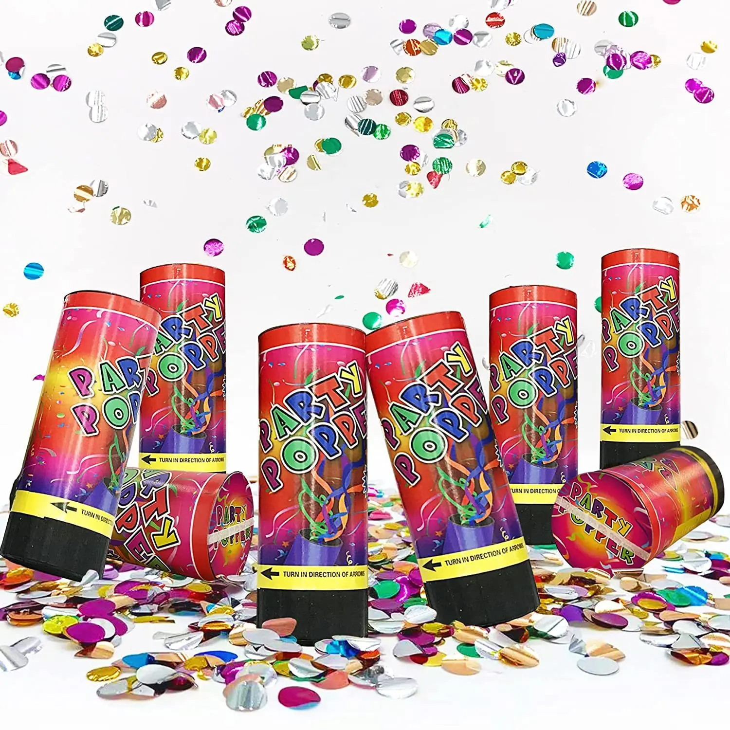 Magic Lights 8 PCS Confetti Poppers Cañones para la boda Graduación de cumpleaños Baby Shower Aniversario de Navidad Año Nuevo Suministros de fiesta para niños Fun Fiesta 1