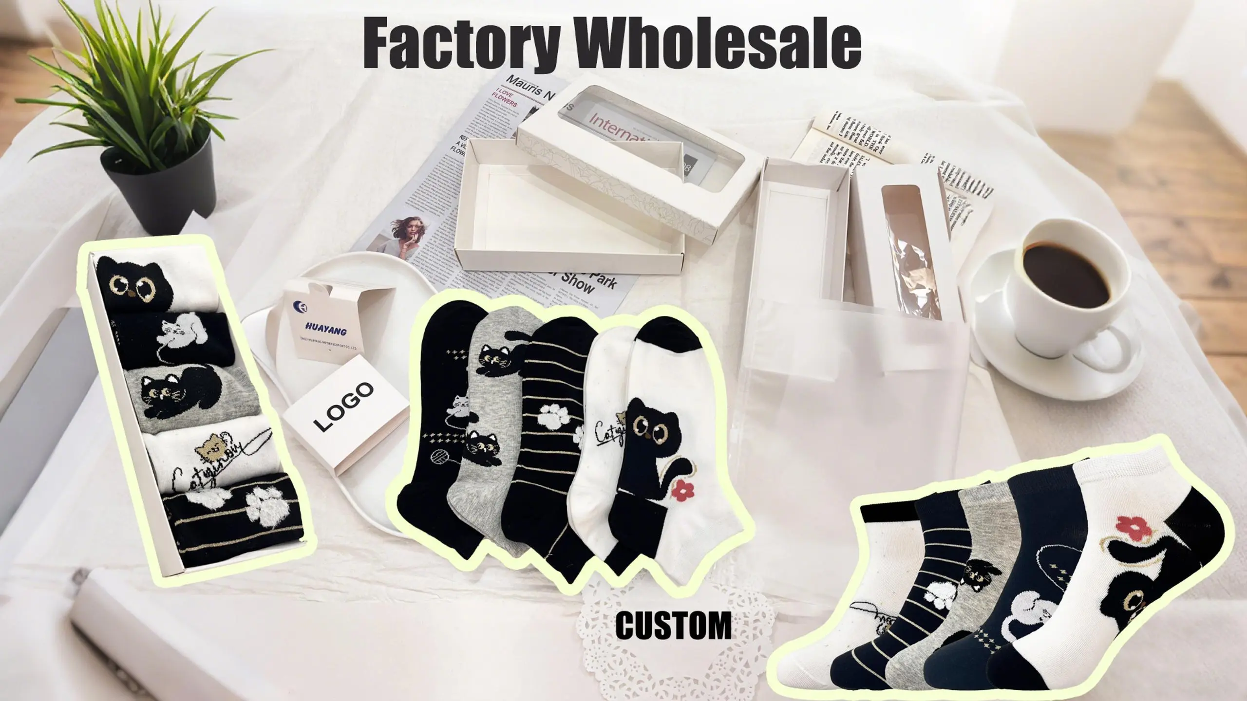 Custom Women Fashionable Cute Cat Ankle Socks Lurex Decorate Breathable Socks for Summer by Cotton Made HY-W-053 1