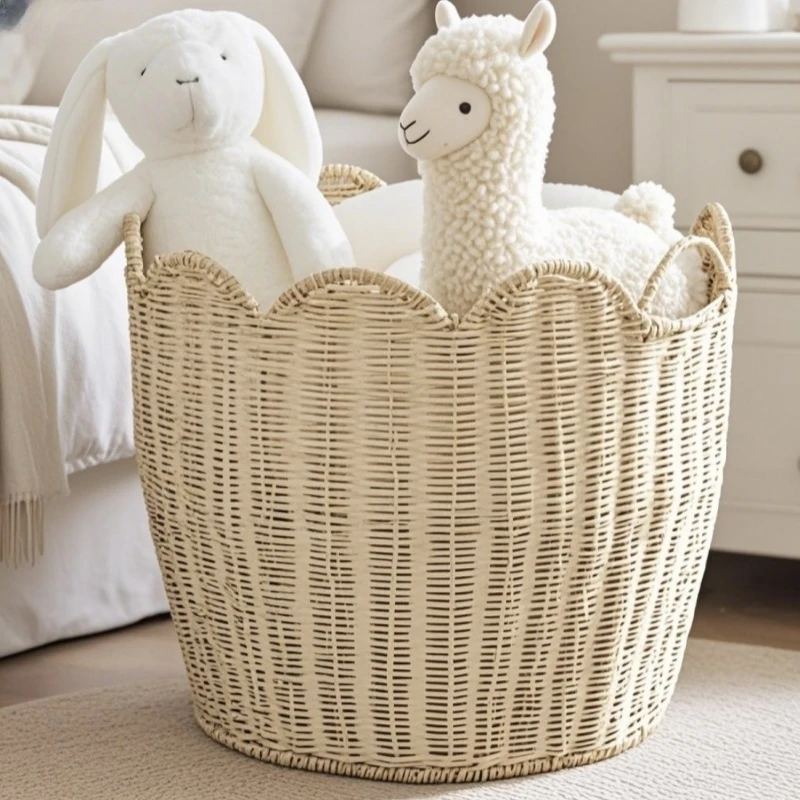 Rattan storage basket with large capacity design, home aesthetic storage artifact 1