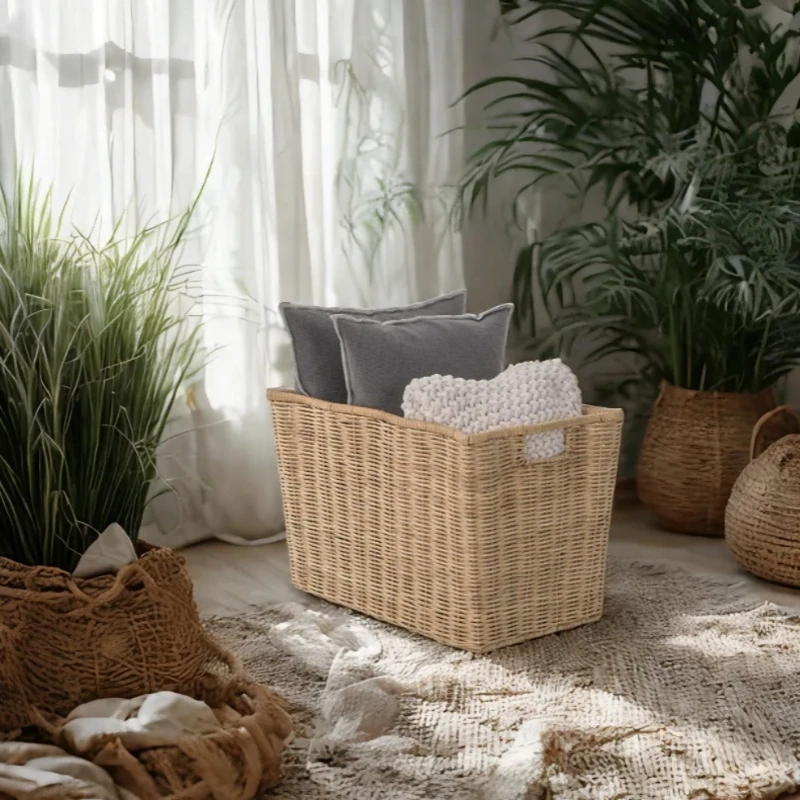 Rattan storage basket Large capacity, adaptable to multiple scenes Home storage aesthetics 1