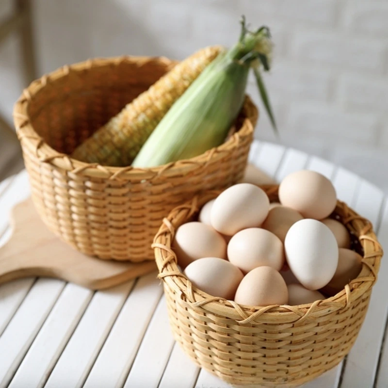 Woven wood baskets two sizes kitchen storage artifact home storage 1
