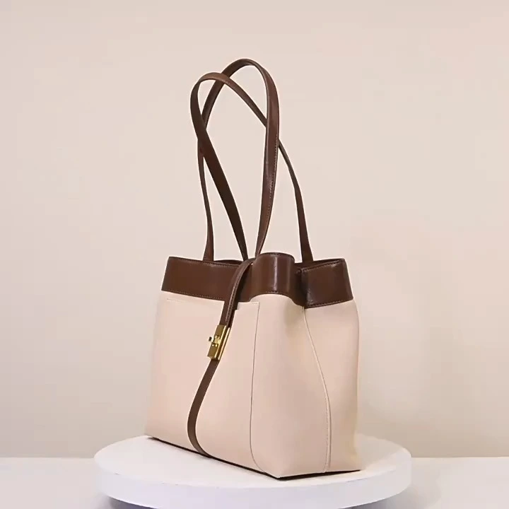 Nova bolsa de ponta sofisticada, bolsa versátil de grande capacidade, bolsa de ombro de escritório contrastante 1