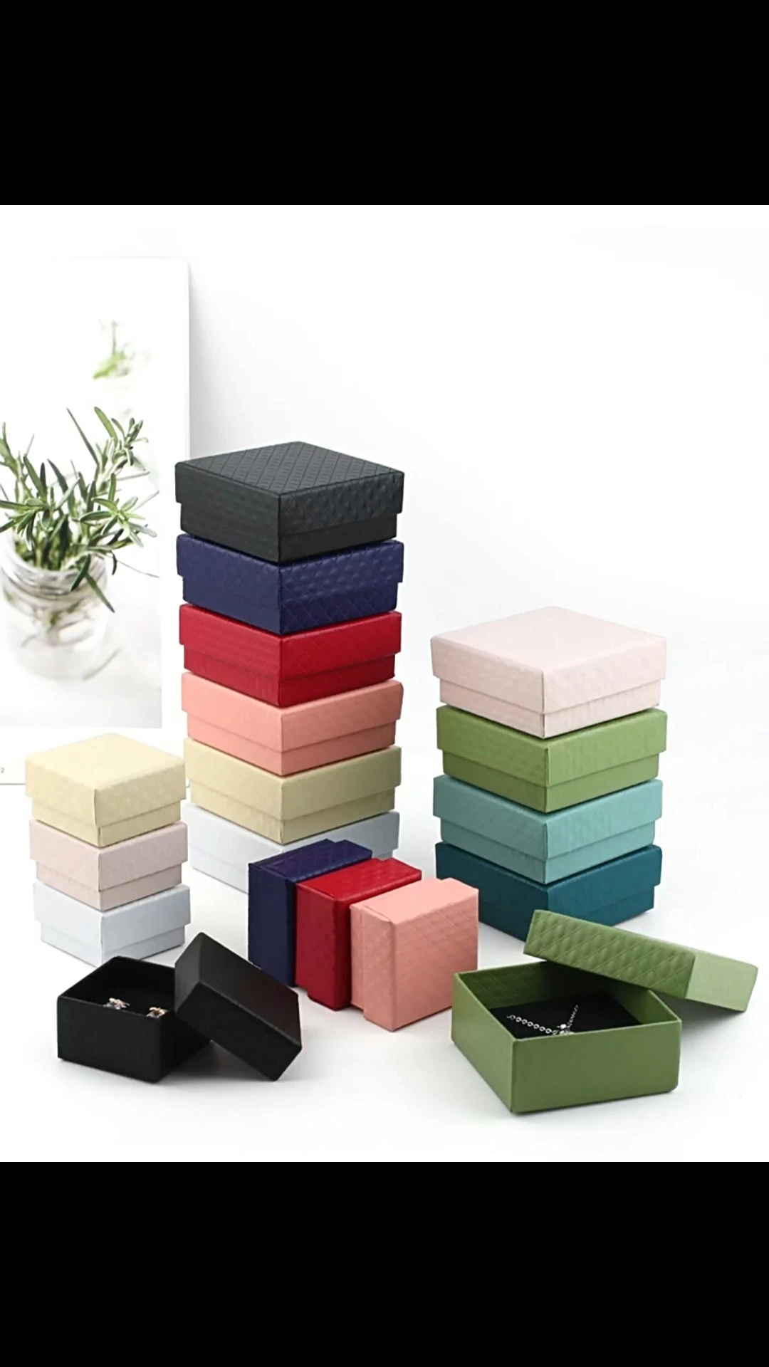 Fashion Diamond Pattern Sky and Earth Cover Box Box Anillo Collar Collar Pendientes Joyas Regalos Caja de envasado 1